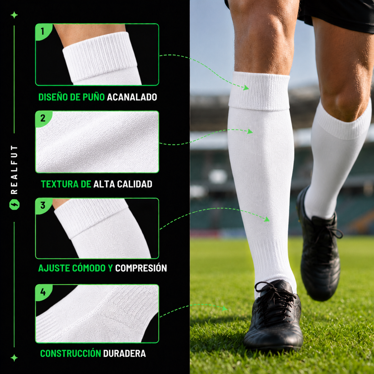 Medias precortadas de fútbol (medias cortadas listas para usar)